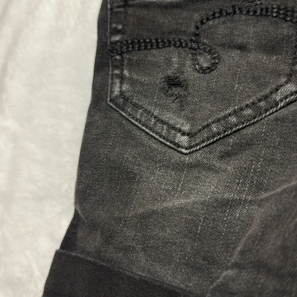 Justice Girls Black Destroyed Five Pocket Jean Shorts Size 7